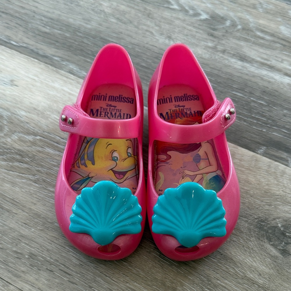 Mini Melissa Disney Little Mermaid Shoes with Seashell Accent